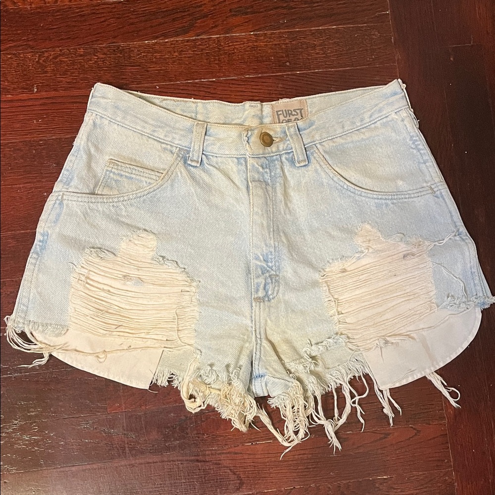 Furst of a Kind Light Blue Distressed Jean Shorts